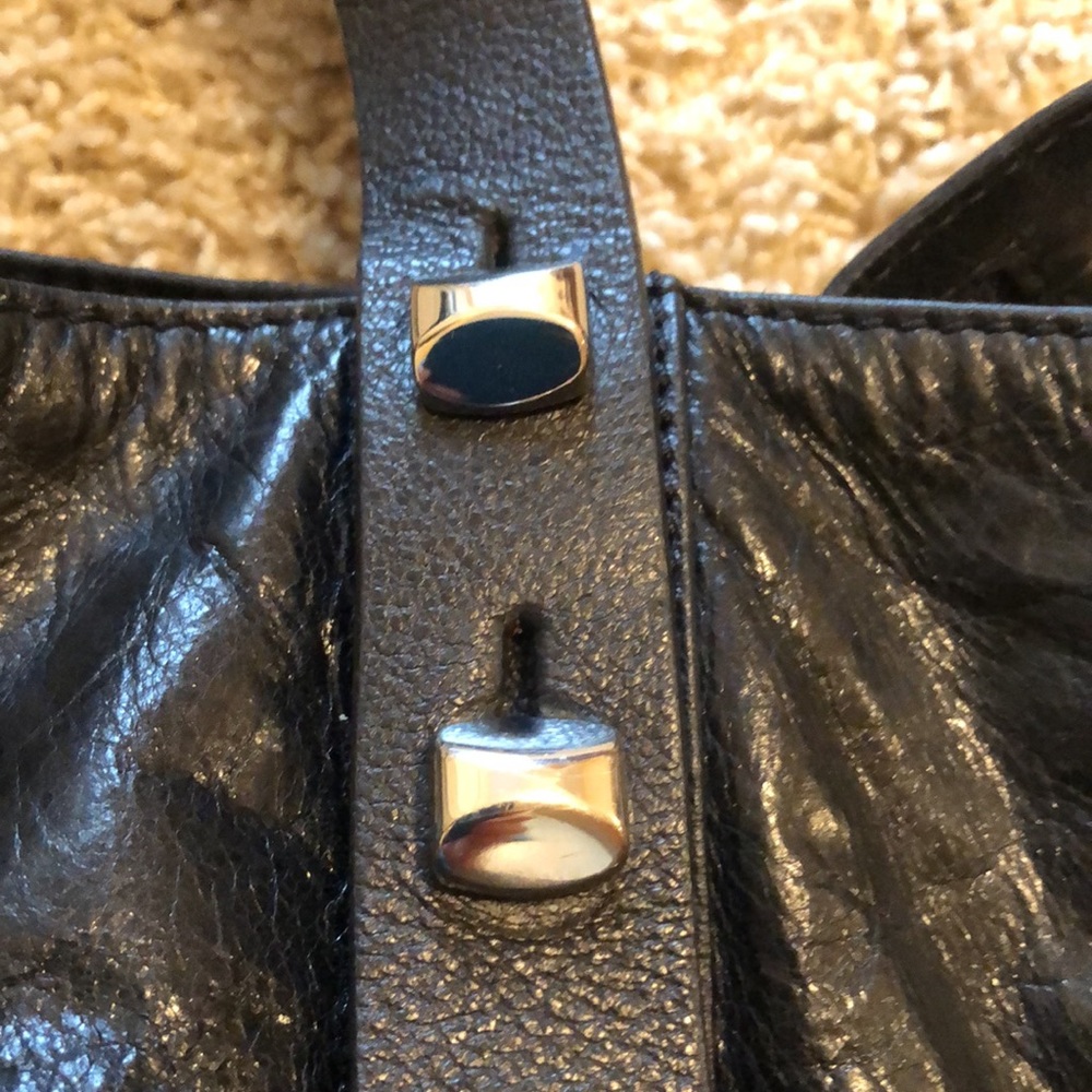 Francesco Biasia vintage black leather handbag with silver hardware - Picture 3 of 12